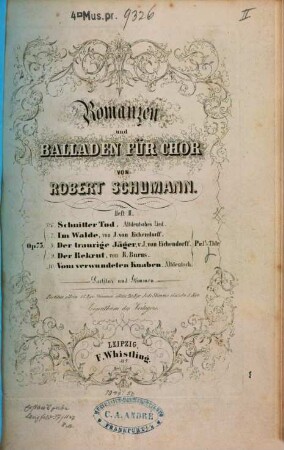 Romanzen und Balladen : für Chor, 2. op. 75