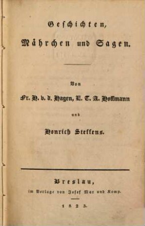 Geschichten, Mährchen und Sagen
