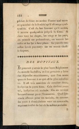 182-184, Des hopitaux.