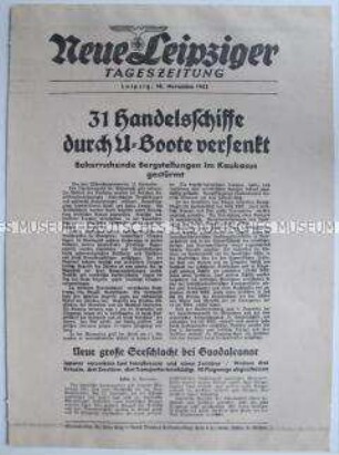 Extrablatt der "Neuen Leipziger Tageszeitung" u.a. zur Seeschlacht bei Guadalcanar
