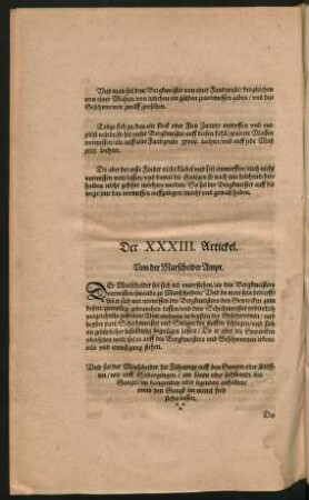 Der XXXIII. Artickel.
