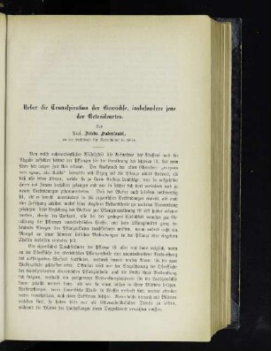 Ueber die Transpiration der Gewächse, insbesondere jene der Getreidearten.