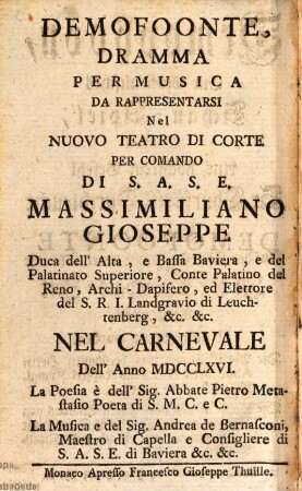 Demofoonte : dramma per musica ...