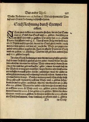Stich Rechnung durch Exempeln erklert.