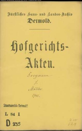 Dreymann, Simon zu Hiddesen gegen Peter Müller zu Hiddesen - Schuldforderung