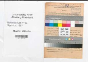 Entnazifizierung Wilhelm Mueller , geb. 11.10.1890 (Rektor)