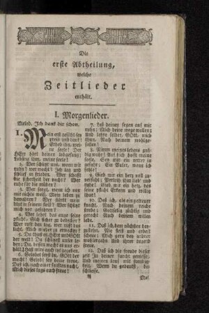 Die erste Abtheilung, welche Zeitlieder enthält.