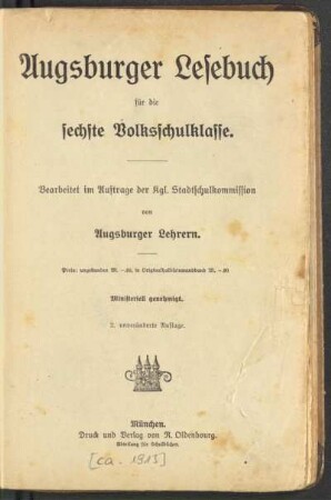 Augsburger Lesebuch für die sechste Volksschulklasse