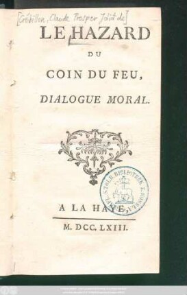 Le Hazard Du Coin Du Feu : Dialogue Moral