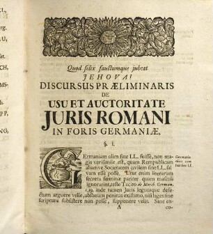 Samuelis Strykii, JC. Specimen Usus Moderni Pandectarum : ... In Academia Francofurtana Publicis Disputationibus Exhibitum, [1]. Samuelis Strykii, JC. Specimen Usus Moderni Pandectarum, ad Libros V. Priores In Academia Francofurtana Publicis Disputationibus Exhibitum