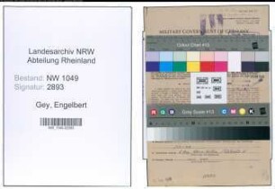 Entnazifizierung Engelbert Gey , geb. 15.02.1904 (Bahn)