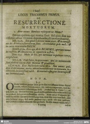 Locus Trigesimus Primus. De Resurrectione Mortuorum
