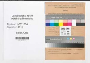 Entnazifizierung Otto Koch , geb. 02.11.1885 (Oberstabsintendant)