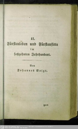 Fürstenleben und Fürstensitte im sechzehnten Jahrhundert