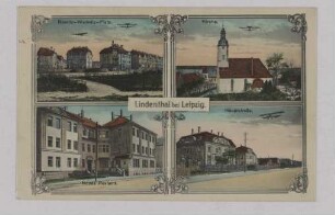 Lindenthal bei Leipzig. Nostitz-Wallwitz-Platz. Kirche. Neues Postamt. Hauptstraße.