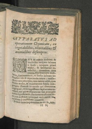 Apparatus ad operationem Chymicam, ex vegetabilibus, mineralibus & animalibus desumpius