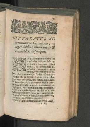 Apparatus ad operationem Chymicam, ex vegetabilibus, mineralibus & animalibus desumpius
