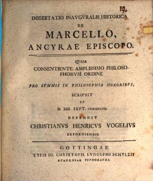 Diss. inaug. hist. de Marcello, Ancyrae episcopo