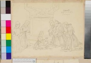 der Hl. Bernhardin von Siena heilt ein Mädchen nach einem unbekannten umbrischen Meister ursprünglich aus San Francesco al Prato in Perugia