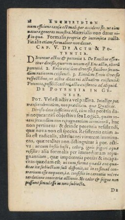 Cap. V. De Actu & Potentia.