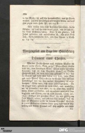 29. Morgengebet am Tage der Hinrichtung oder: Testament eines Christen.