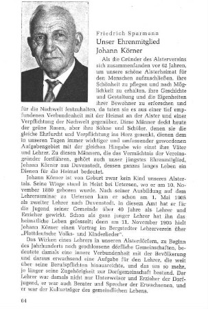 Unser Ehrenmitglied Johann Körner