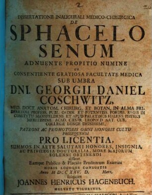 Diss. inaug. med.-chir. de sphacelo senum