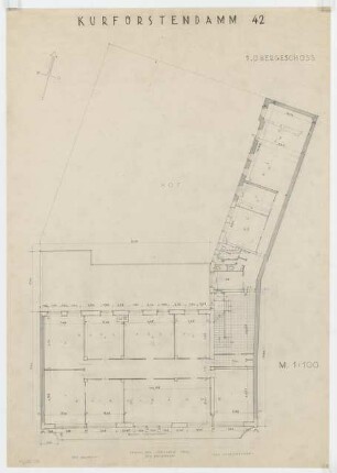 Geschäfts- und Bürohaus Hülse, Berlin-Charlottenburg: Grundriss 1. Obergeschoss 1:100