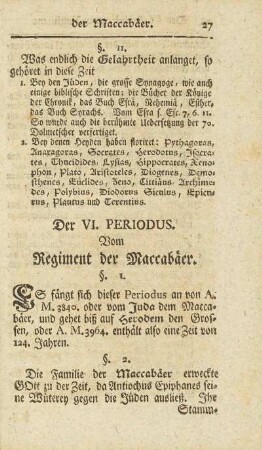 Der VI. Periodvs. Vom Regiment der Maccabäer