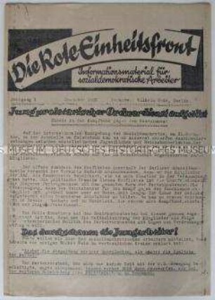 Hektografiertes Mitteilungsblatt der KPD für sozialdemokratische Arbeiter mit scharfer Polemik gegen die SPD-Führung