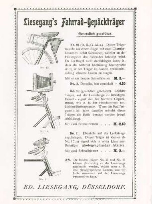 Reproduktionen von Schrifttafeln zu Geräten und Werbeanzeigen von Ed. Liesegang