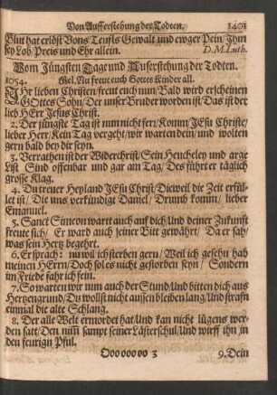 Vom Jüngsten Tage und Auferstehung der Todten.