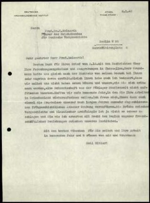 Brief; K. Kübler an H. Reinerth