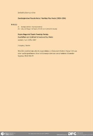 Brief von Bogumił Šwjela an Pawoł Nedo