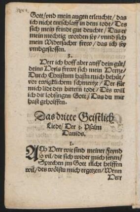 Das dritte Geistlich || Liedt/ Der 3. Psalm || Dauids. ||