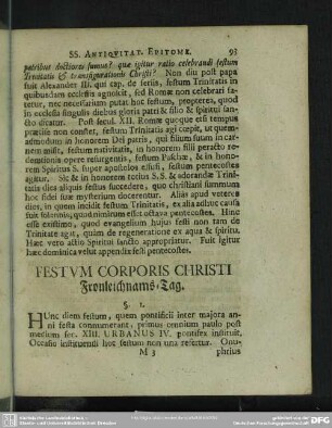 Festum Corporis Christi, Fronleichnams-Tag