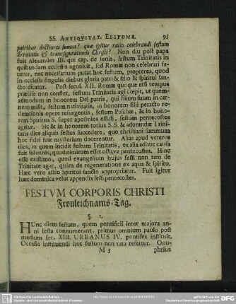Festum Corporis Christi, Fronleichnams-Tag