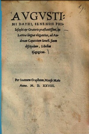In Latinae linguae elegantias, ad Andream Cappaccium Senen. suum discipulum, libellus isagogicus