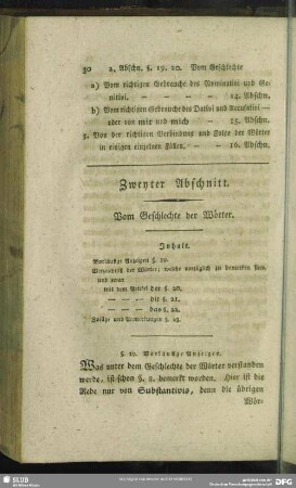 Zweyter Abschnitt. Vom Geschlechte der Wörter