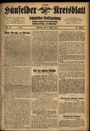Erste Ausgabe vom Montag, den 05. März 1934.