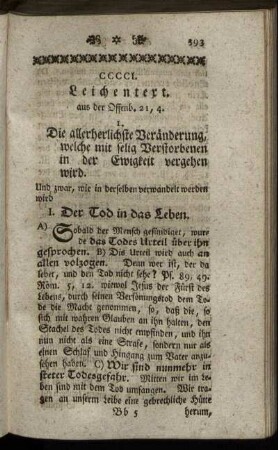 CCCCI. Leichentext. aus Offenb. 21, 4.