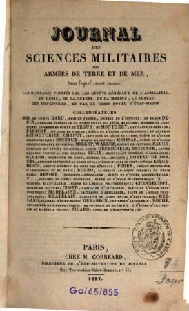 Journal des sciences militaires des armées de terre et de la mer. 8. 1827