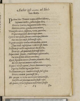 Author ipse philosartheios [transliteriert aus dem Altgriechischen] ad libellum suum.