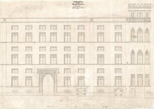 Gärtner, Friedrich von; München; Wittelsbacherpalast - Nordfassade (Aufriss)