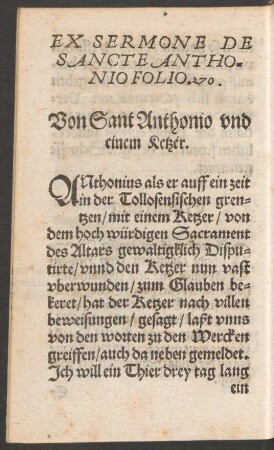 Von Sant Anthonio und einem Ketzer.
