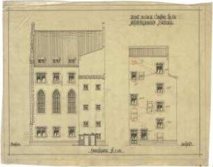 Billing, Hermann; Karlsruhe, Karlstr. 49 b; Saalbau für Methodistengemeinde - Rückfassade (Teilansicht)