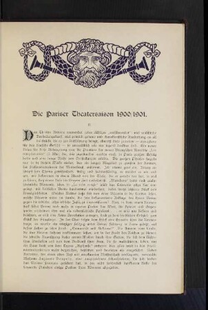 Die Pariser Theatersaison 1900/1901