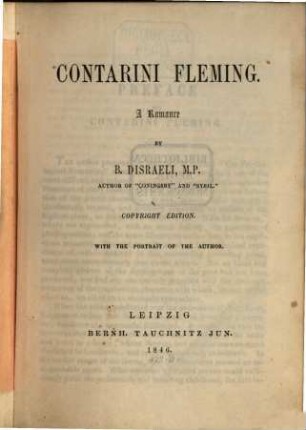 Contarini Fleming : a romance