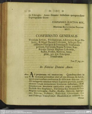 Confirmatio Generalis ... Tom. II. pag. 911.