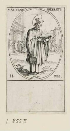 Feburar - Heiliger Saturninus, Blatt 12 der Folge "Les images de tous les saincts et saintes de l'année"